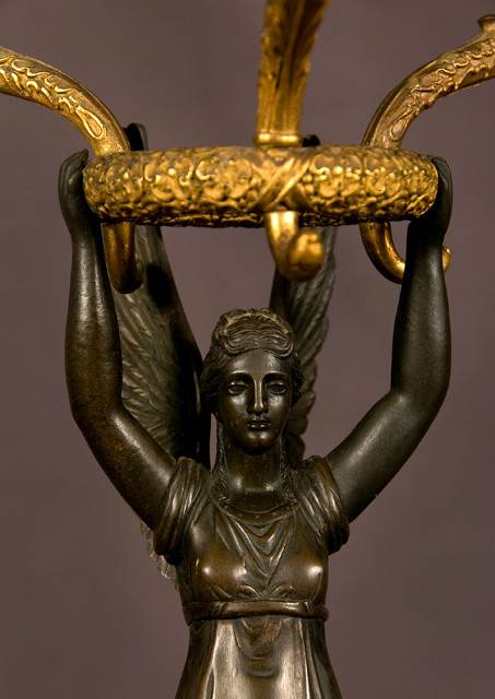 Pair of Empire candelabra and urns