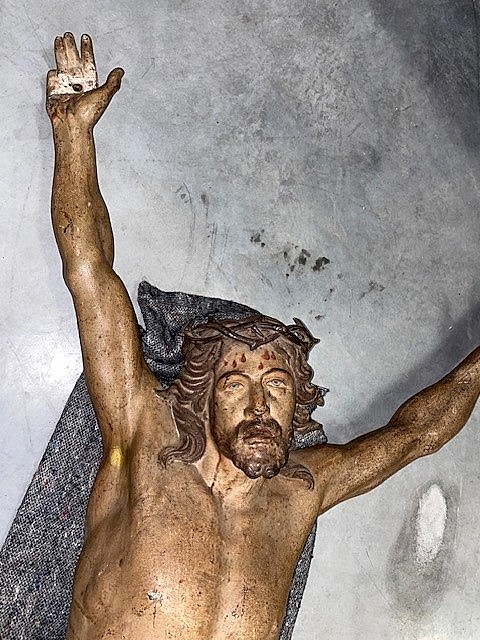 A life size cast iron Jesus Christ