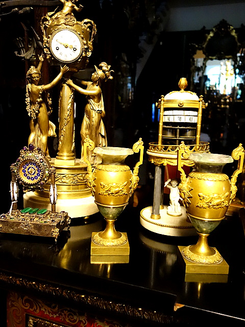 A pair of gilt bronze and spath fluor vases