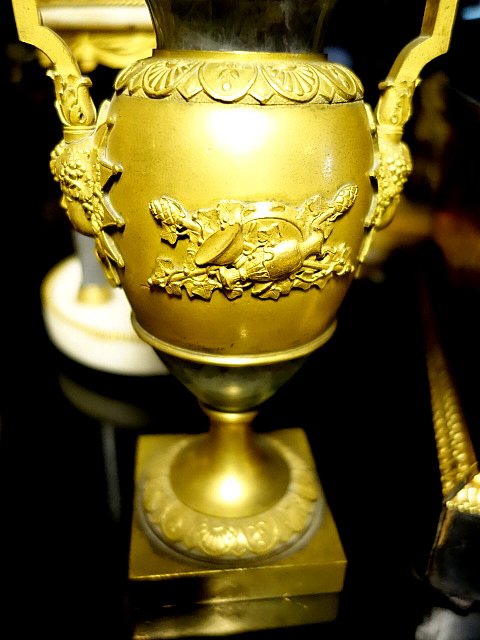 A pair of gilt bronze and spath fluor vases