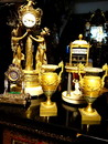 A pair of gilt bronze and spath fluor vases