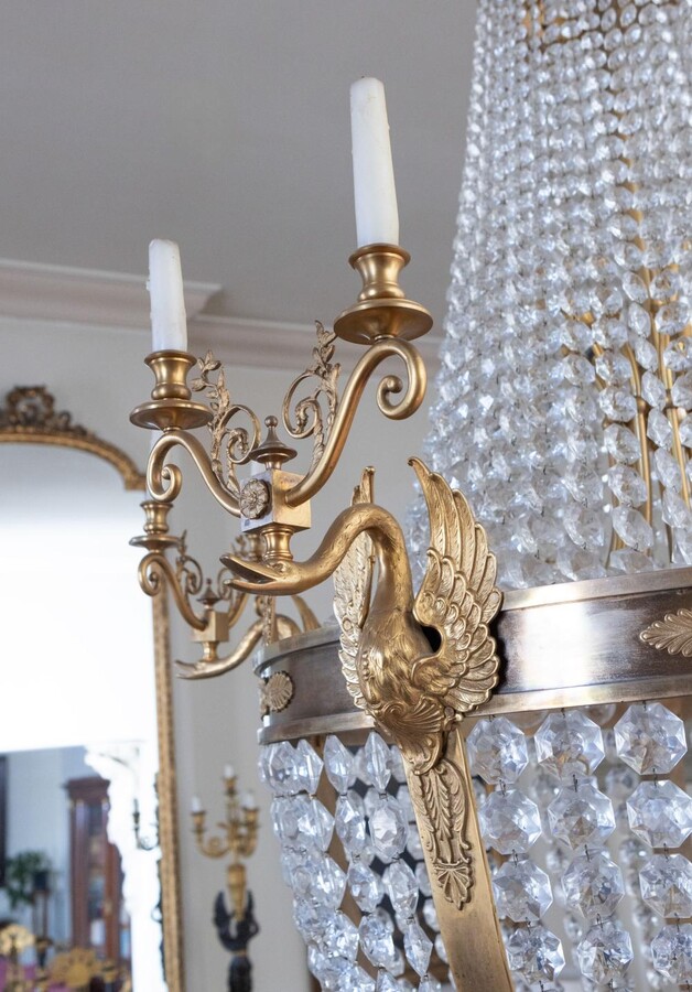 A palatial pair of crystal and bronze 