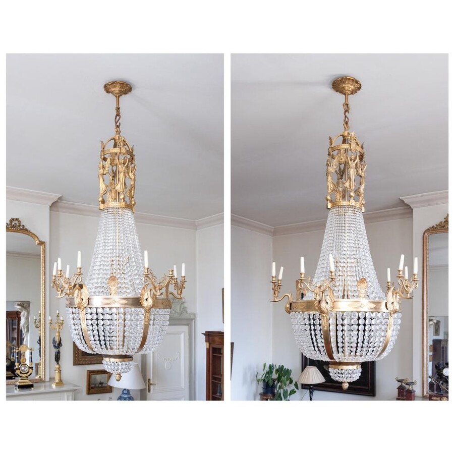 A palatial pair of crystal and bronze 