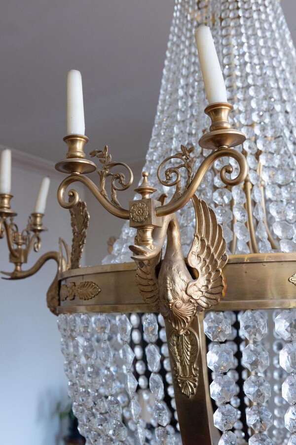 A palatial pair of crystal and bronze 