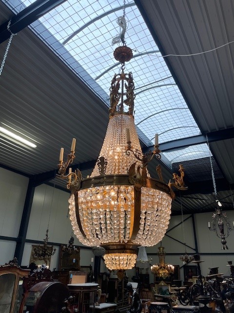 A palatial pair of crystal and bronze 