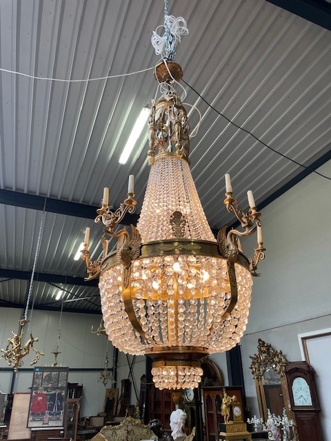 A palatial pair of crystal and bronze 