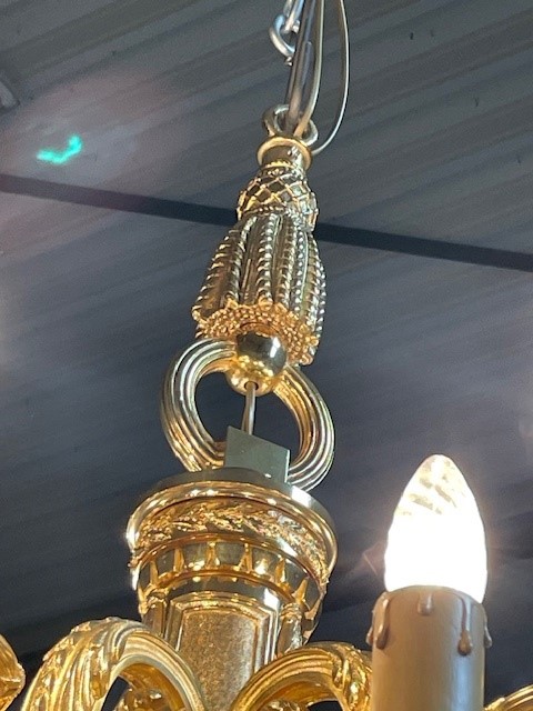 A palatial size pair of gilt bronze Louis XIV chandeliers 