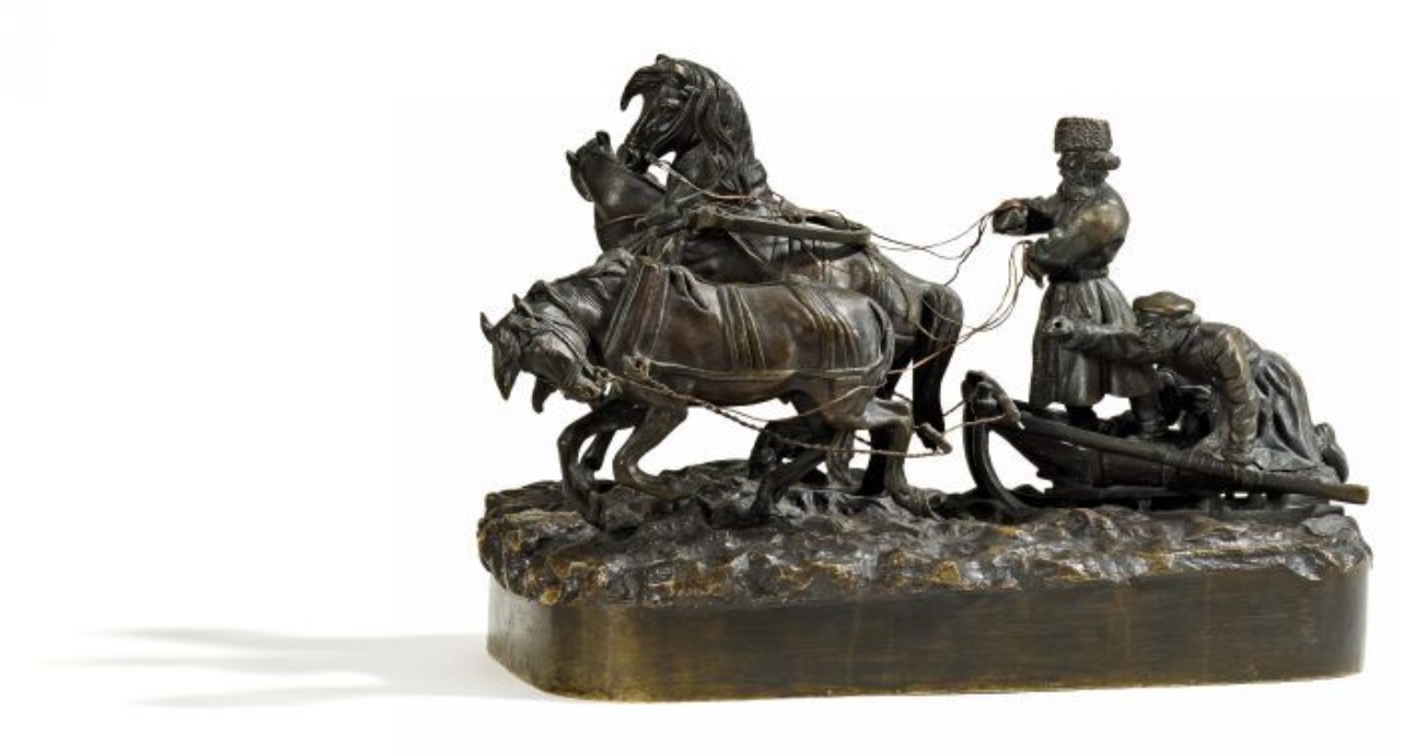 A Russian bronze troika Naps Evgeni Ivanovich
