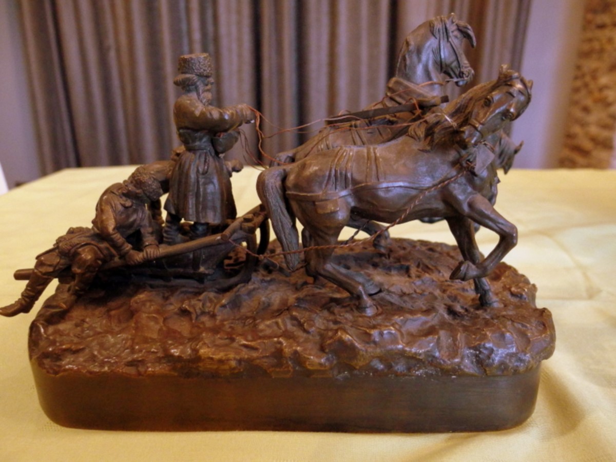 A Russian bronze troika Naps Evgeni Ivanovich