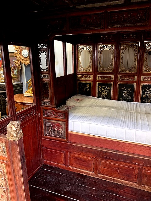 Antique Chinese Wedding Bed with Chinese Opera Scenes 19th Century
