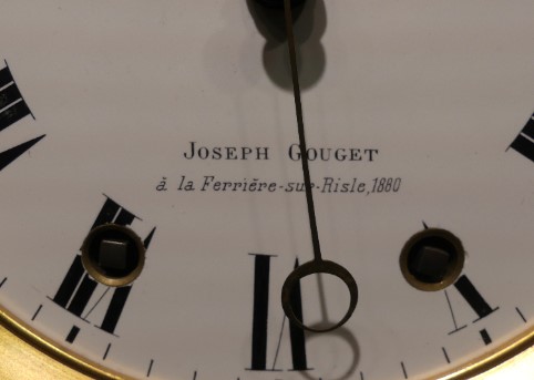 Antique Obelisk Clock with Calendar central seconds and a Musical movement in the base. Signed and dated on the dial Joseph Gouget à la Ferriere sur Risle 1880