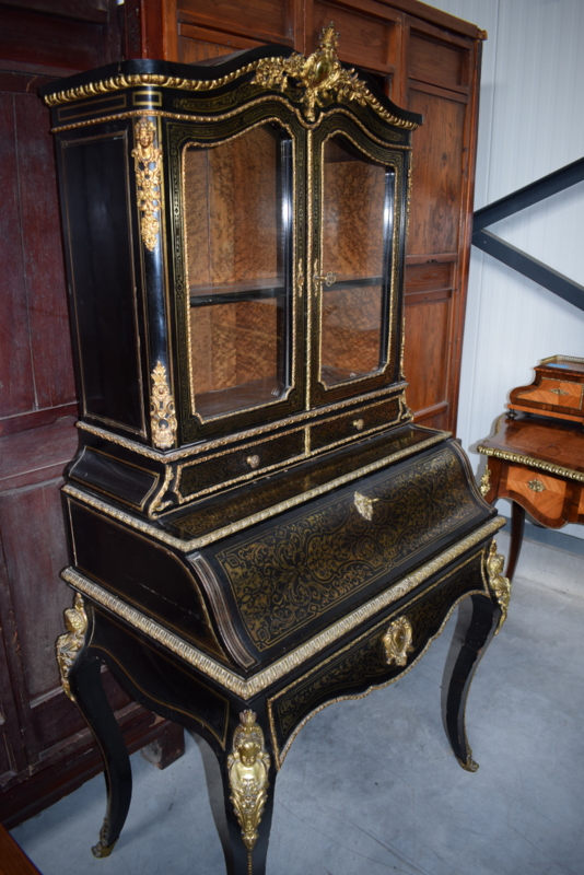 Boulle vitrine-secretaire