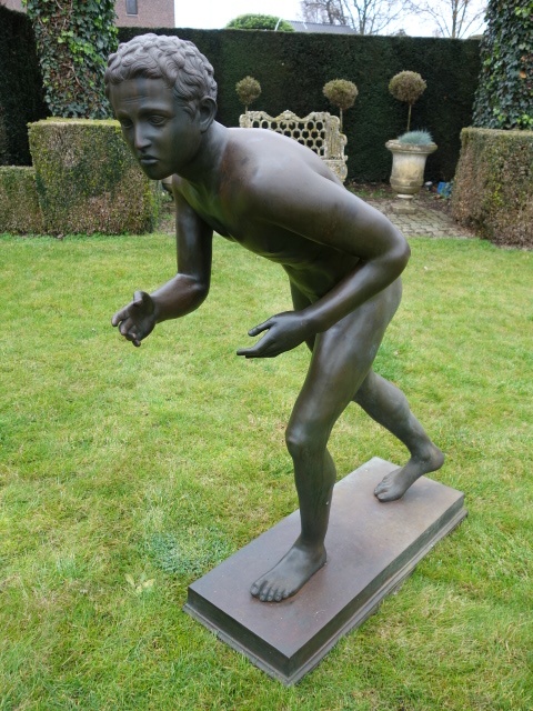 Bronze Sculpture of a Runner or Athlete after a Classical Roman Statue found at the site of Villa dei Papiri near Herculaneum, Italy. Grand Tour Souvenir.