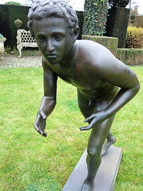 Bronze Sculpture of a Runner or Athlete after a Classical Roman Statue found at the site of Villa dei Papiri near Herculaneum, Italy. Grand Tour Souvenir.