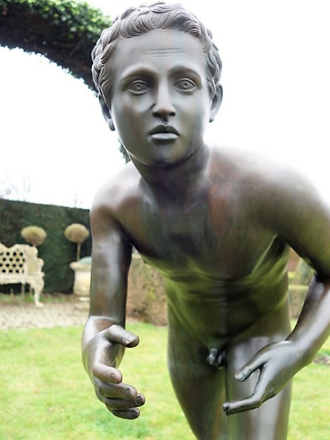 Bronze Sculpture of a Runner or Athlete after a Classical Roman Statue found at the site of Villa dei Papiri near Herculaneum, Italy. Grand Tour Souvenir.