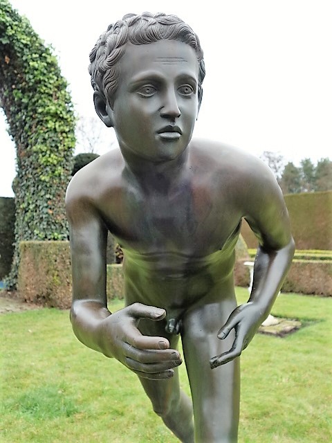 Bronze Sculpture of a Runner or Athlete after a Classical Roman Statue found at the site of Villa dei Papiri near Herculaneum, Italy. Grand Tour Souvenir.