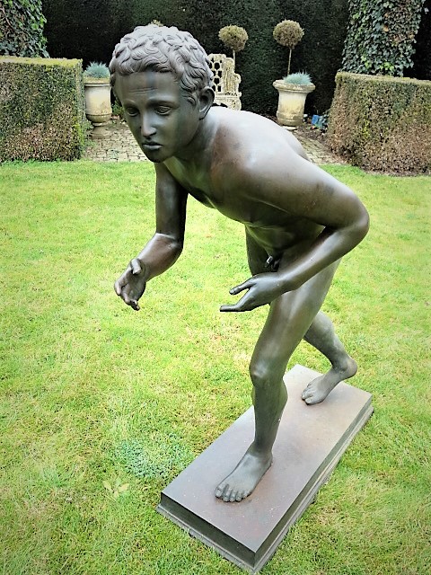 Bronze Sculpture of a Runner or Athlete after a Classical Roman Statue found at the site of Villa dei Papiri near Herculaneum, Italy. Grand Tour Souvenir.