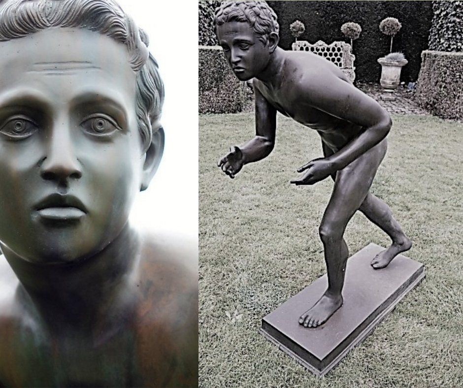 Bronze Sculpture of a Runner or Athlete after a Classical Roman Statue found at the site of Villa dei Papiri near Herculaneum, Italy. Grand Tour Souvenir.