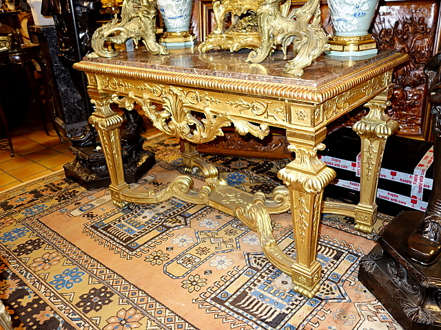 Console Centre Table Giltwood Marble Top