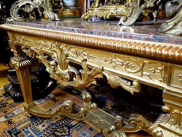 Console Centre Table Giltwood Marble Top