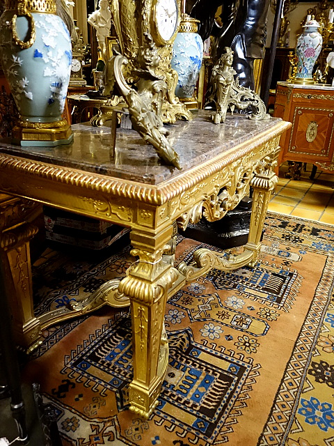 Console Centre Table Giltwood Marble Top