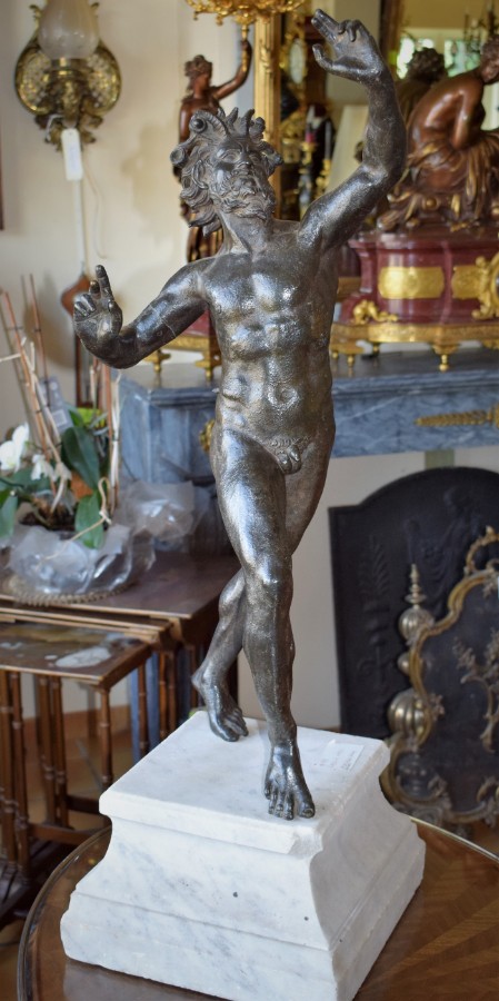 Dancing Faun Bronze Sculpture after a Roman Model from Pompeii 