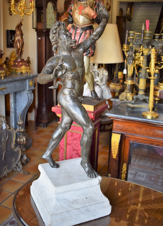 Dancing Faun Bronze Sculpture after a Roman Model from Pompeii 