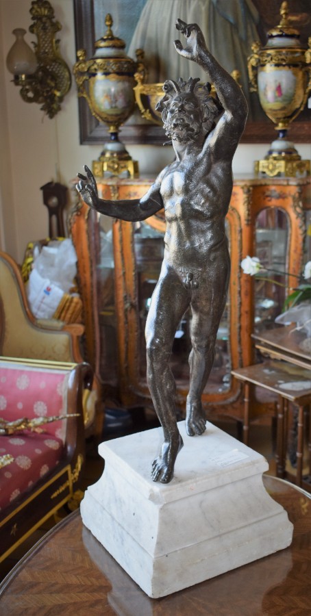 Dancing Faun Bronze Sculpture after a Roman Model from Pompeii 