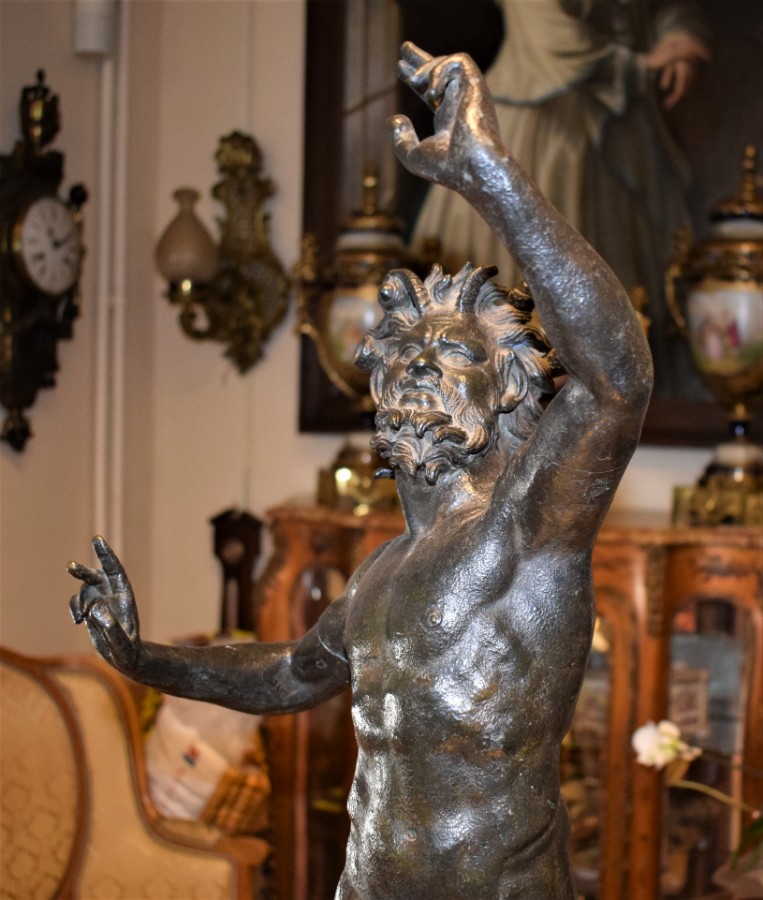 Dancing Faun Bronze Sculpture after a Roman Model from Pompeii 