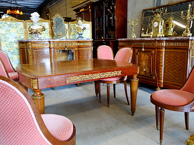 Dining Suite the two cabinets made after the model by Riesener Louis XVI style France 