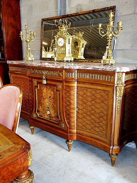 Dining Suite the two cabinets made after the model by Riesener Louis XVI style France 
