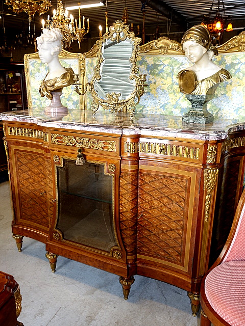 Dining Suite the two cabinets made after the model by Riesener Louis XVI style France 