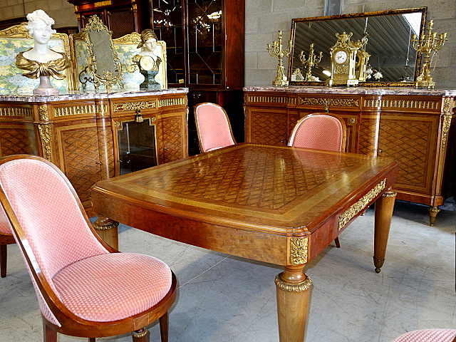 Dining Suite the two cabinets made after the model by Riesener Louis XVI style France 