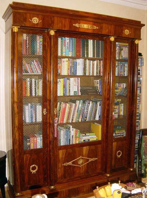 Empire Style Bookcase Mahogany with Bronze Ornaments France 19th century 