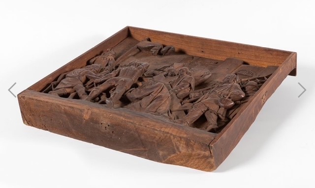 Flemish relief in walnut dated 1761