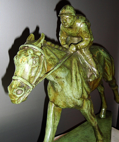 Jockey Sculpture Patinated Bronze signed van Rijswijck