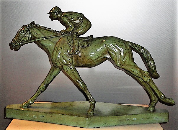 Jockey Sculpture Patinated Bronze signed van Rijswijck