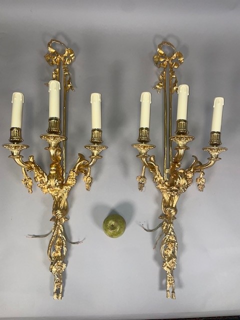 Large pair of Louis XVI sconces