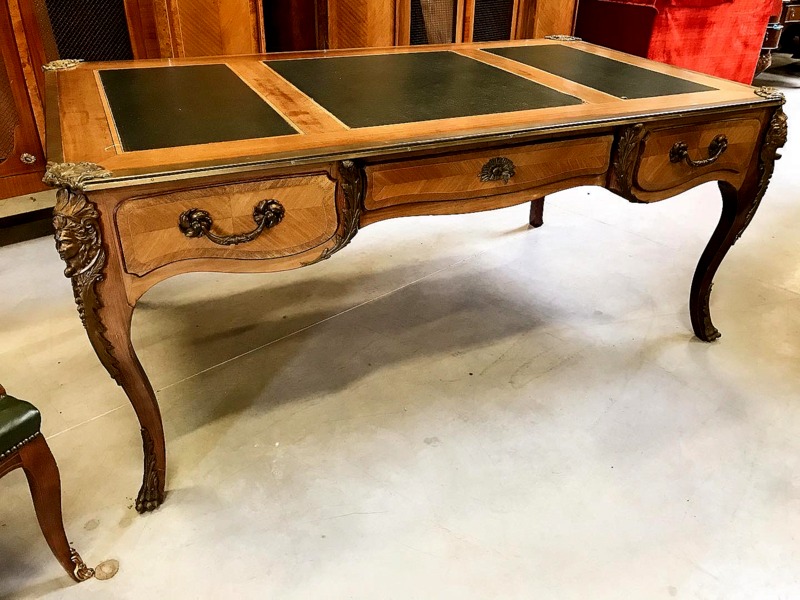 Library Office Furniture Set Desk Chair and Pair of Bookcases France Regence Style early 20th century