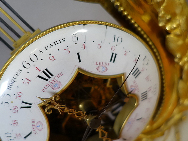Lyra Mantel Clock 18th Century signed Roque a Paris