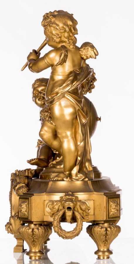 Mantel Clock Garniture Ormolu Louis XVI with Putti Neo-Classical Style France 19th Century Napoleon III period