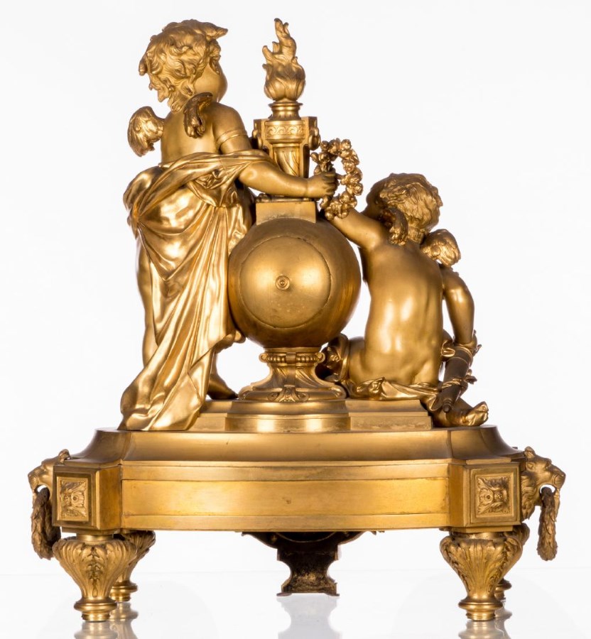 Mantel Clock Garniture Ormolu Louis XVI with Putti Neo-Classical Style France 19th Century Napoleon III period