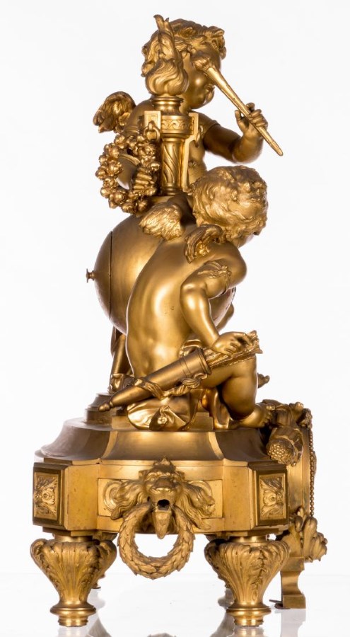 Mantel Clock Garniture Ormolu Louis XVI with Putti Neo-Classical Style France 19th Century Napoleon III period