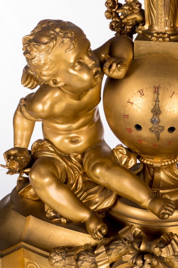 Mantel Clock Garniture Ormolu Louis XVI with Putti Neo-Classical Style France 19th Century Napoleon III period