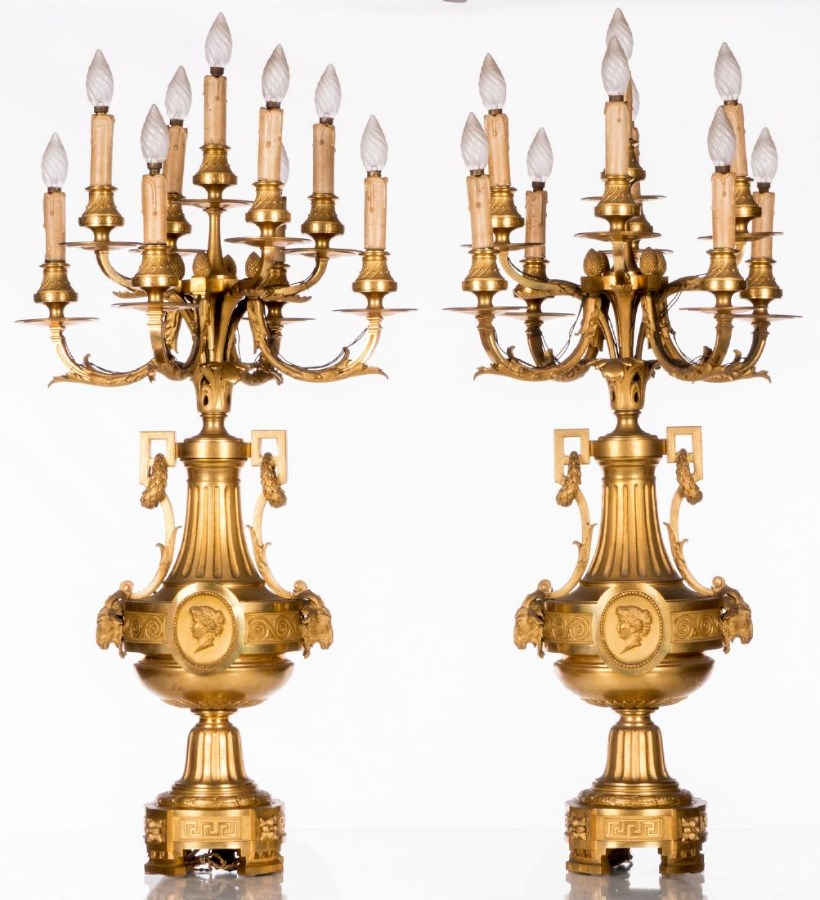 Mantel Clock Garniture Ormolu Louis XVI with Putti Neo-Classical Style France 19th Century Napoleon III period