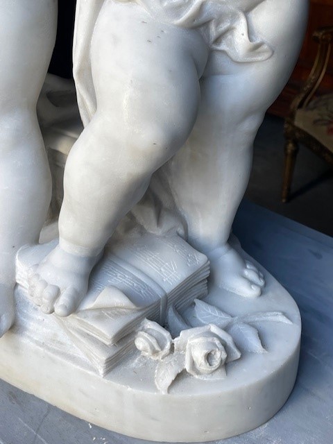 marble group depicting five putti musicians 