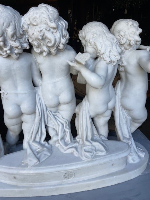 marble group depicting five putti musicians 