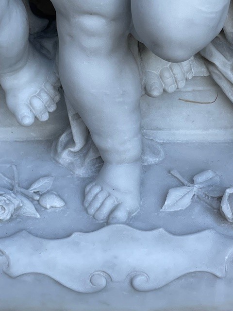 marble group depicting five putti musicians 