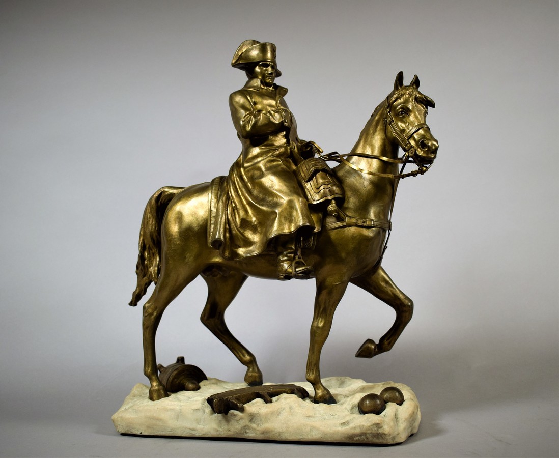 Napoleon on Horseback Bronze Statue signed Gregoire (Jean Louis Gregoire France 1840-1890)
