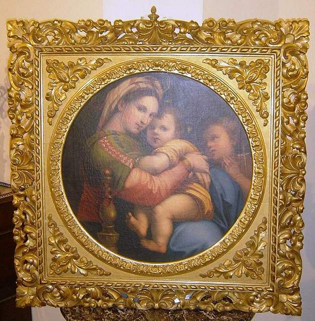 Painting Holy Family inspired by Rafaels Madonna della Sedia